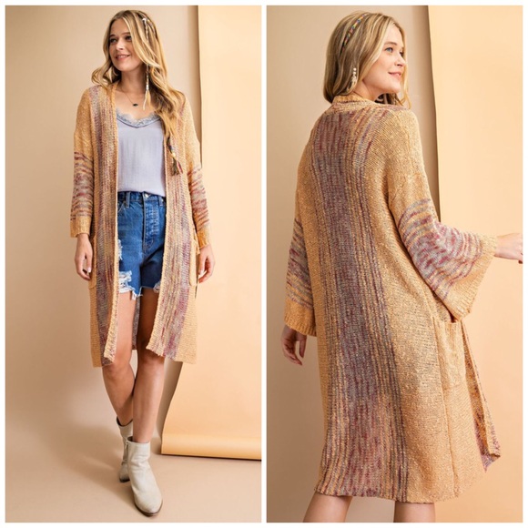 Boho Throw On Cardi in Mustard - Picture 3 of 5